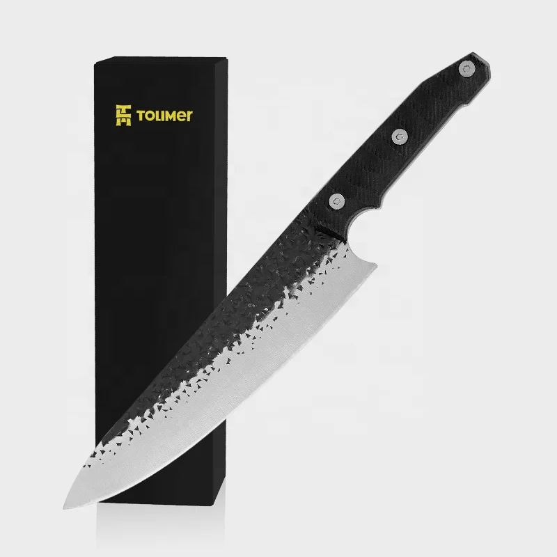 

Fast Delivery 5cr15Mov stainless steel 8.5 inch chef knife hand forged knife kitchen knife with composite fiber rivet handle