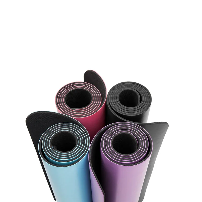 

Wholesale Non Slip Eco Friendly Double Layer Private Label double color PU Natural Rubber Yoga Mat, Blue/black/other