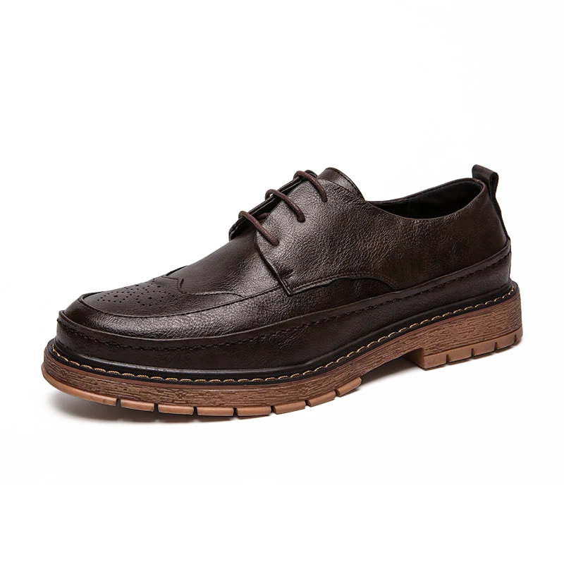 

Thick-Soled Casual Men's Shoes Black Brogue Embossed Leather Shoes Business Dress shoes & oxford