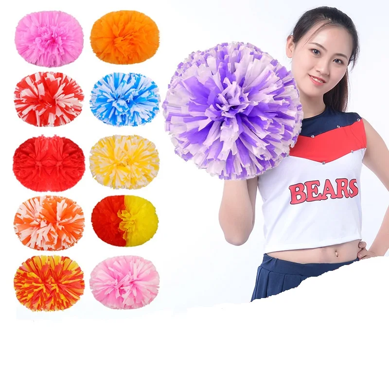 

not dying reusable matt solid color Cheering Squad Spirited Fun Cheerleading Kit stick handle Cheer Pom Poms, Pink blue purple
