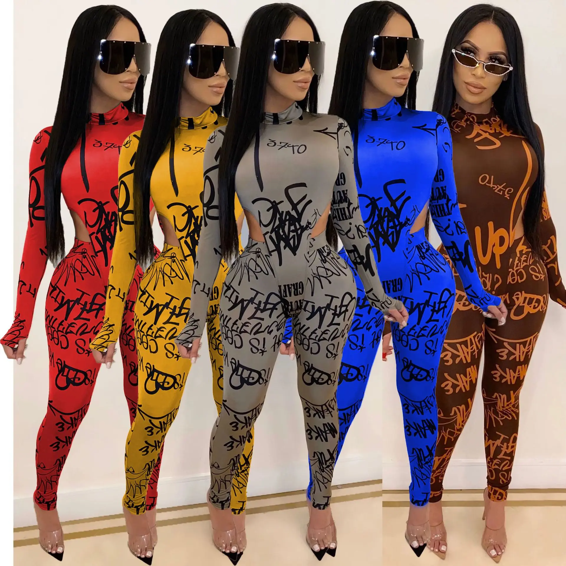 2020 Tracksuits For Women Multi-color Two Piece Suits Pencil Long Sleeve Jogging Suit Custom