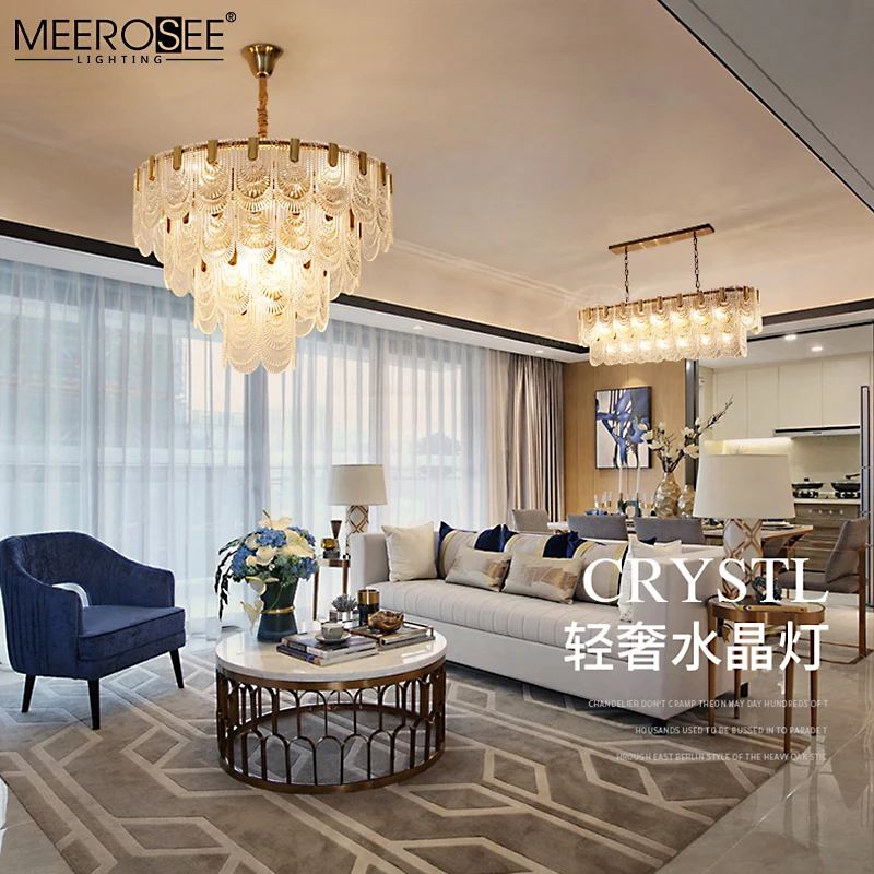 MEEROSEE Crystal Pendant Light Modern Chandelier Crystal Chandeliers Lamparas Chandeliers & Pendant Lights for Home MD86706