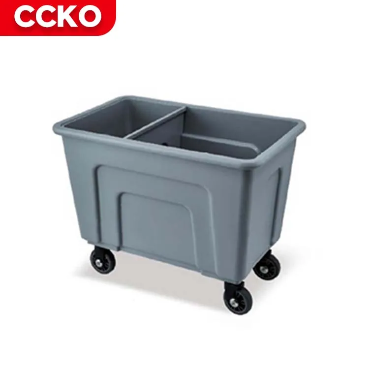 

Grey Dry-Wet Separation Restaurant Hotel Room Plastic Serving Trolley Cleaning Laundry Trolley Service Cart Housekeeping Trolley