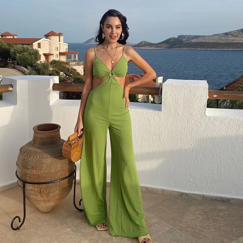 

CUTENOVA W21JP189 Sleeveless All In One Jumpsuit New Summer Jumpsuits Sexy Bandage Plaid Suit Bodycon Casual Jumpsuits