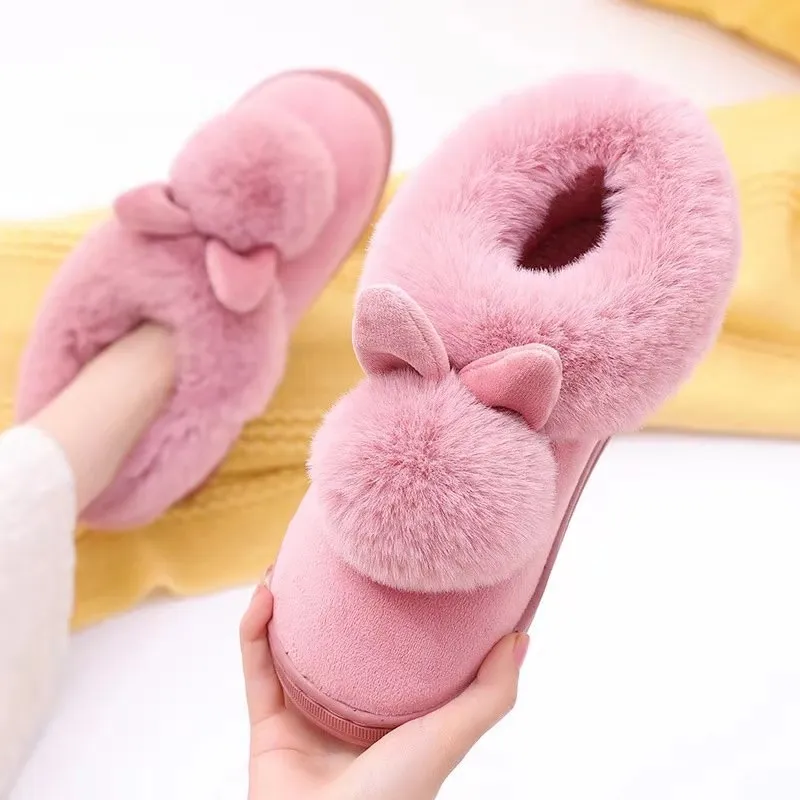 

New arrival rabbit faux fur animal ladies winter home indoor slippers sandals