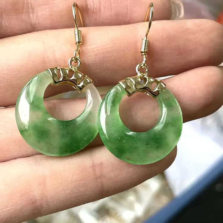 

jialin jewelry baby green gold plated jade earring