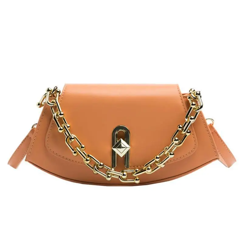 

2021 new trendy fashion western style single shoulder messenger bag chain portable saddle bag