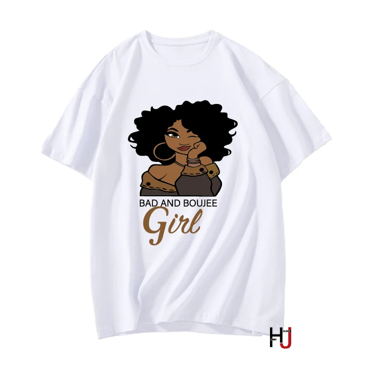 

High Quality Luxury Brand Girl Print Aesthetic cotton fitted Tshirt Women Custom Logo Graphic Tees O-neck Shirt