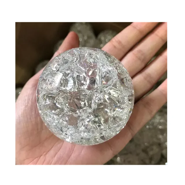 

Wholesale healing glass sphere white crackle quartz crystal ball for sale