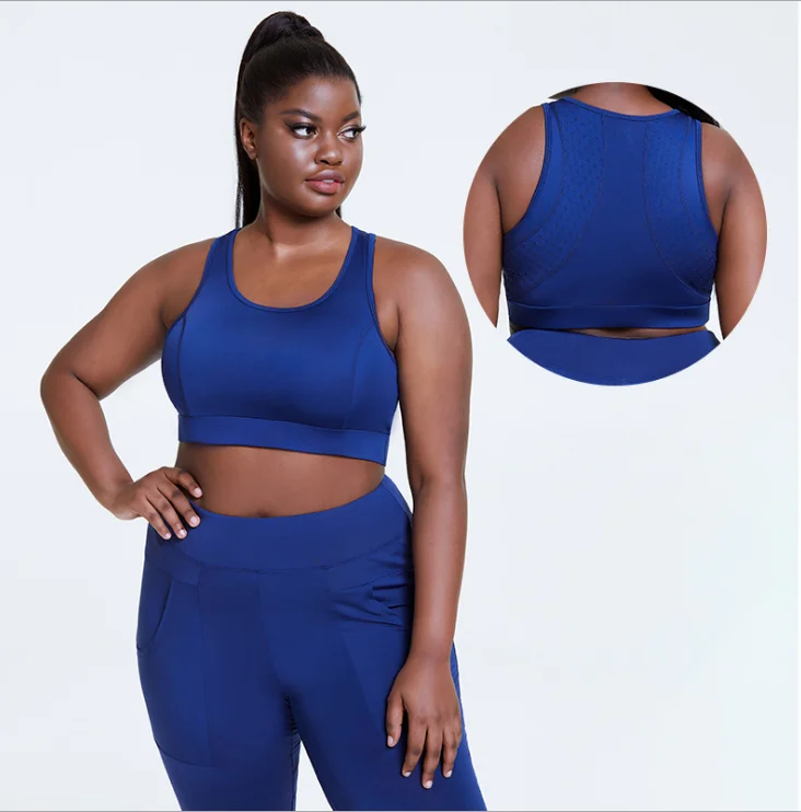 

High Impact Sports Bra Plus Size Advanced Technology Blue Yoga Bra Full Cup Gym Bra