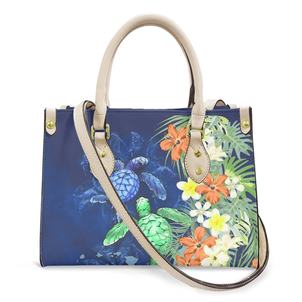 

Chuuk Kosrae Blue Turtle Plumeria Tribal White Woman Bags Luxury Handbags Leather Luxury Brand Bags Women Handbags Famous, Accept custom made