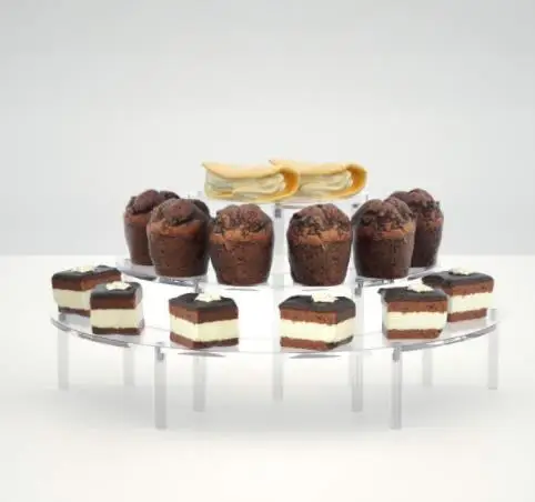 

custom high transparent acrylic semi-circle combination three-piece one set cake stand dessert rack, Clear