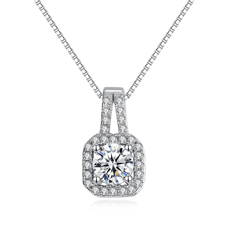 

925 Sterling Silver Square Zircon Necklaces & Pendants For Women Fashion Lady Festival Gift Sterling Silver Jewelry