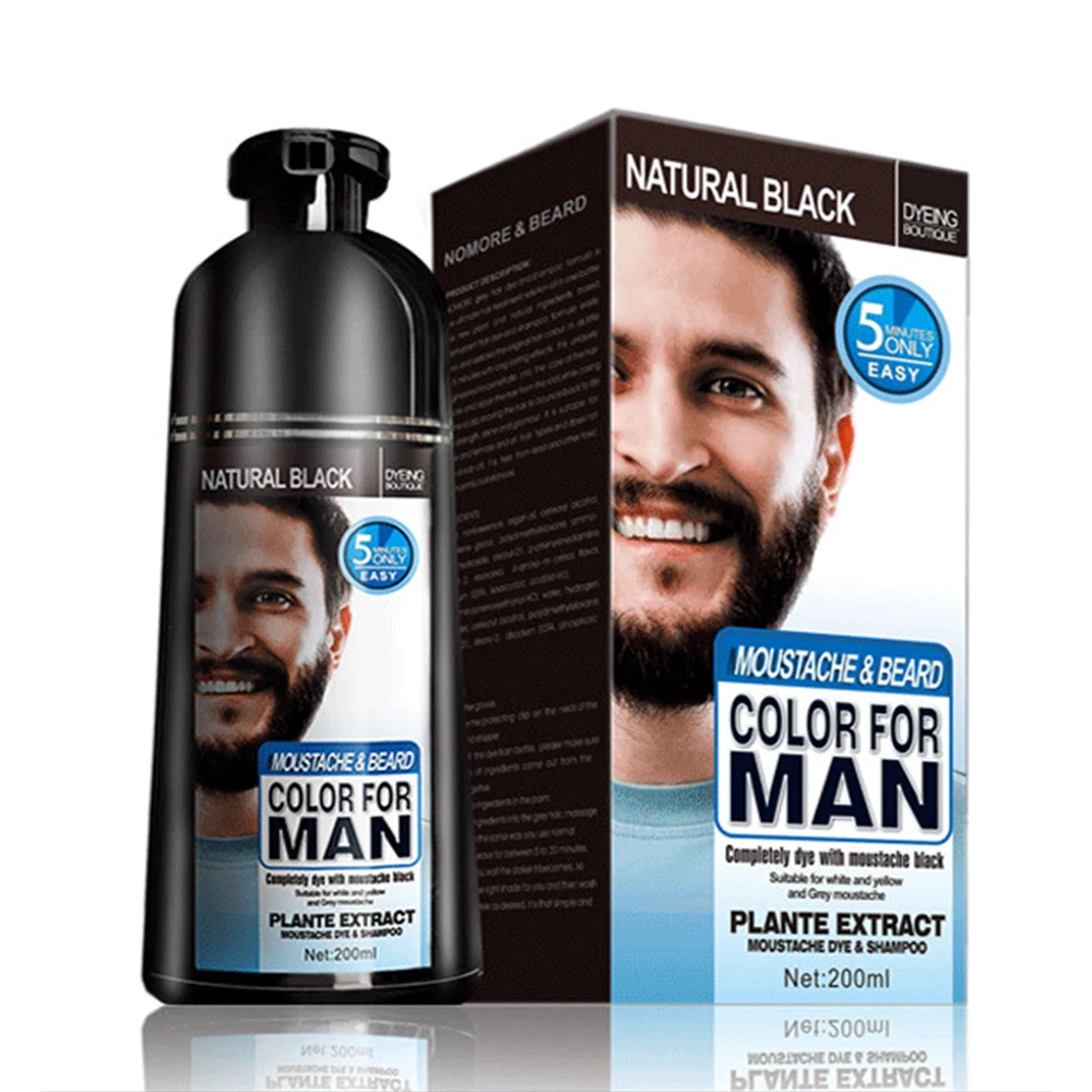 

200Ml Natural Permanent Non Allergenic Mustache And Bigen Organic Hampoo Men Color Hair Beard Dye
