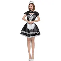 

Woman Maid Costume Lace Ruffle Bow Apron Headwear Dress Servant Girl Costumes