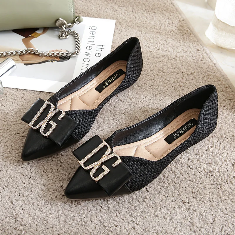 

Woman Fashion Doll Genuine Leather Lady Pump Formal Ballet Flats Flat Shoes With Bow Tie, Flat Opening Shoe's For Lady