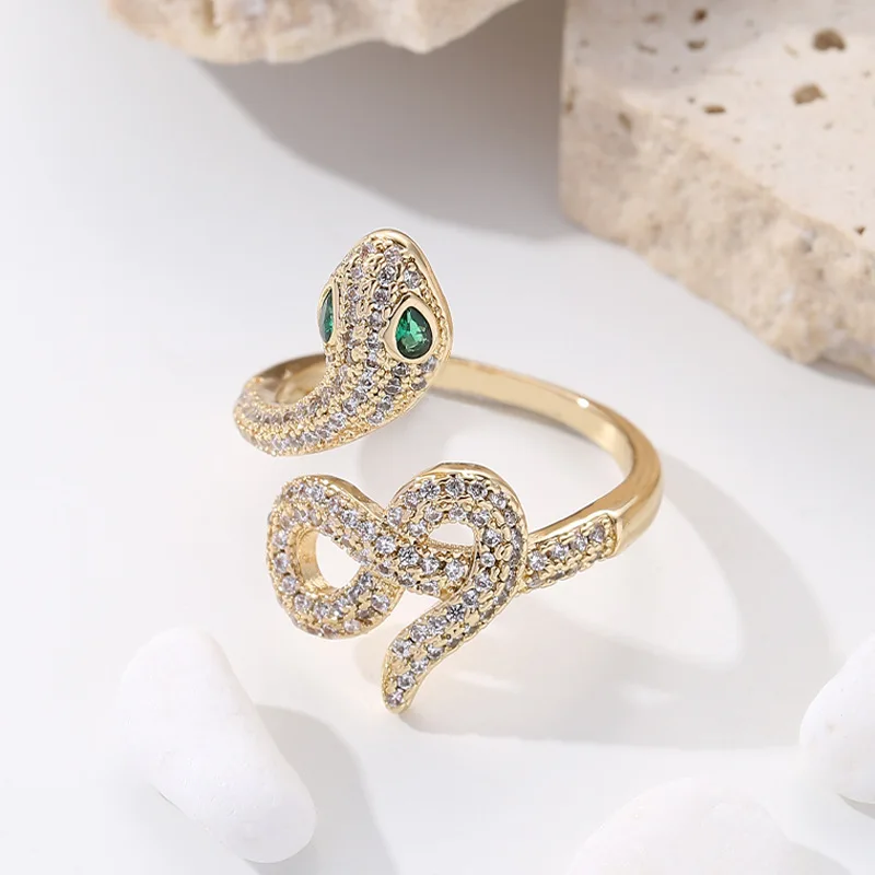 

Fashion Copper Gold-plated Opening Snake Ring Adjustable Wholesale Fine Jewelry Rings Women