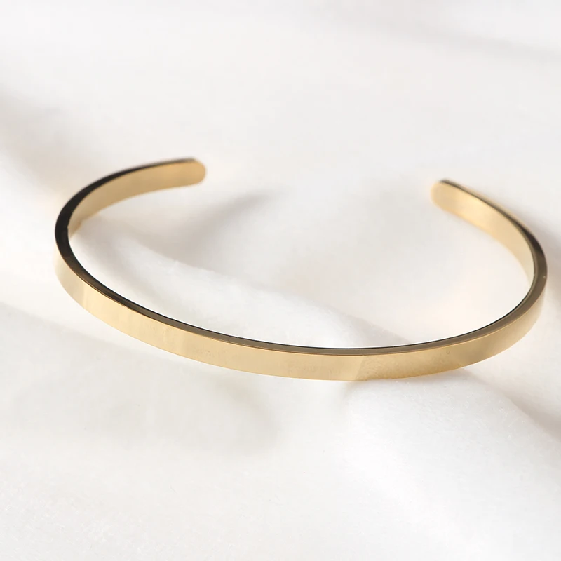 New 18K Gold Plated Cuff Bangles Men Women Luxury Custom Logo Jewelry Luxury Bangles