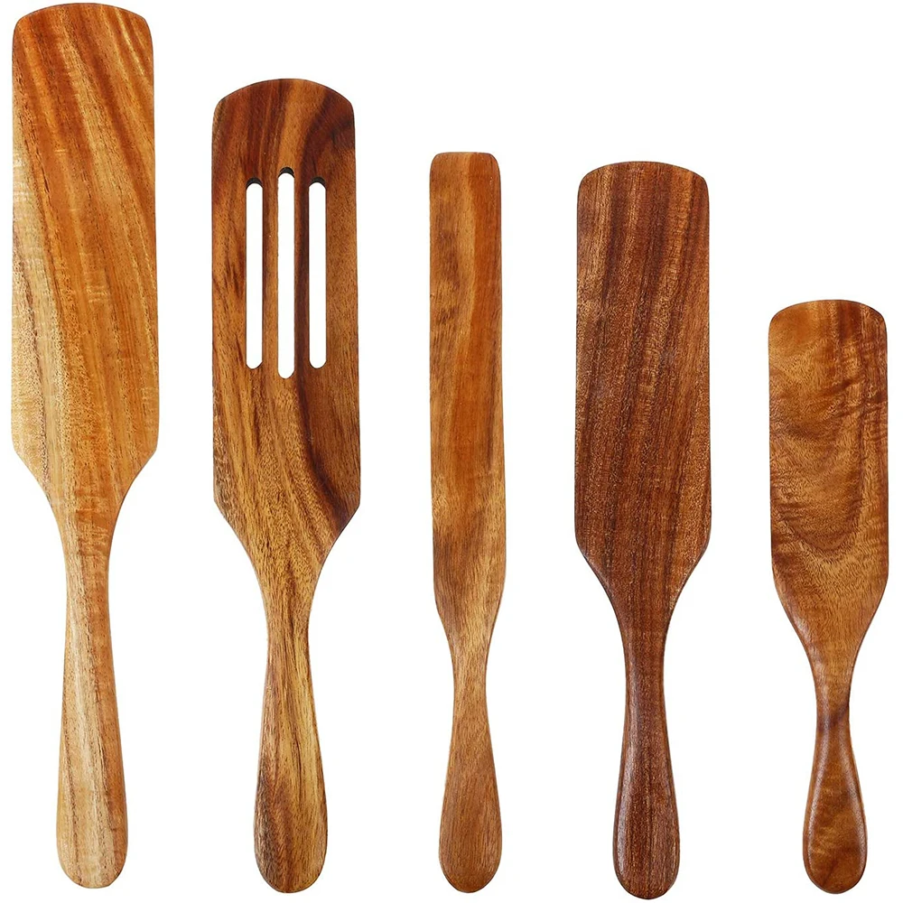 

Vbatty Eco-friend Handmade Cooking Salad Stirring Tools Wooden Spatula Spoon Kitchen Spurtle Set Cookware Utensils, Natural color