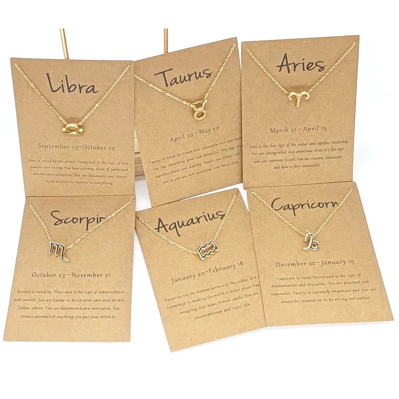 

Global hot sale Zodiac Sign 12 Constellation Necklaces Pendant Charm Gold Chain Choker Necklaces for Women Jewelry, 14k gold, 18k gold, rose gold, black, white gold