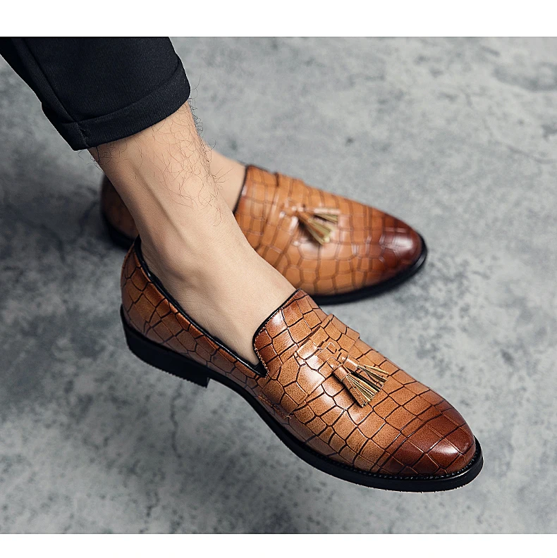 190-1 Fashion Men's Tassels Slip On Leather Dress Shoes - Buy Men's ...