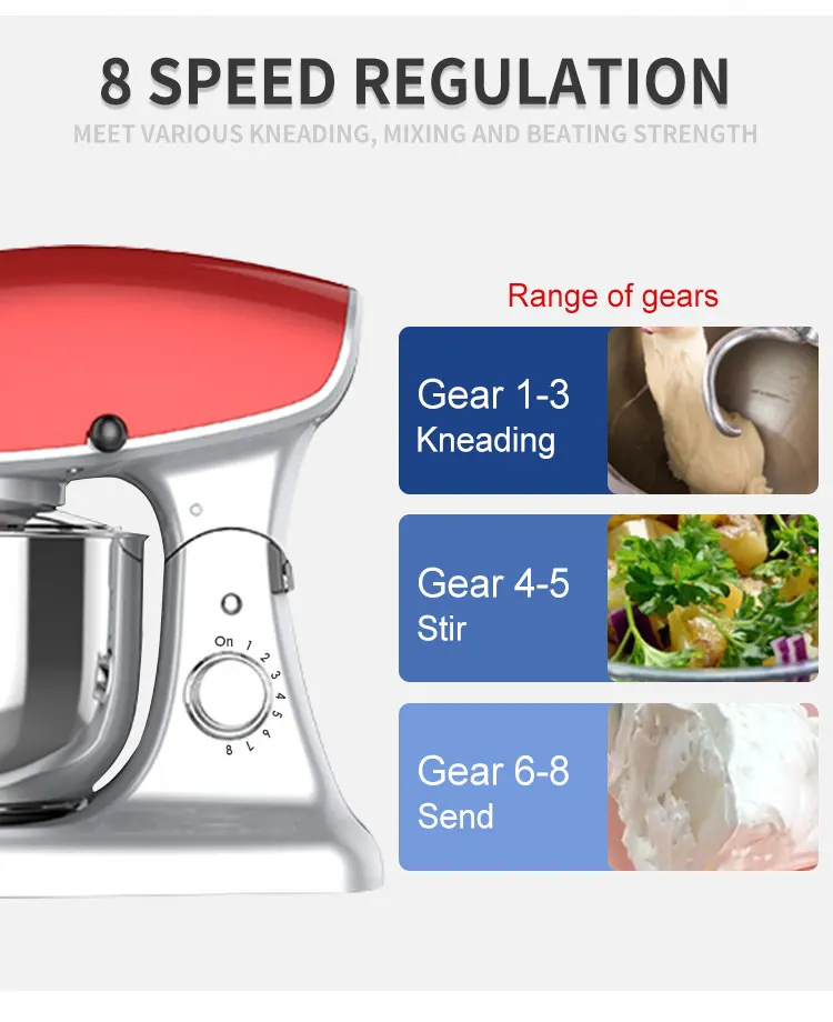 BOWEN Multi function stand mixer 1200W Free Standing Metal and plastic