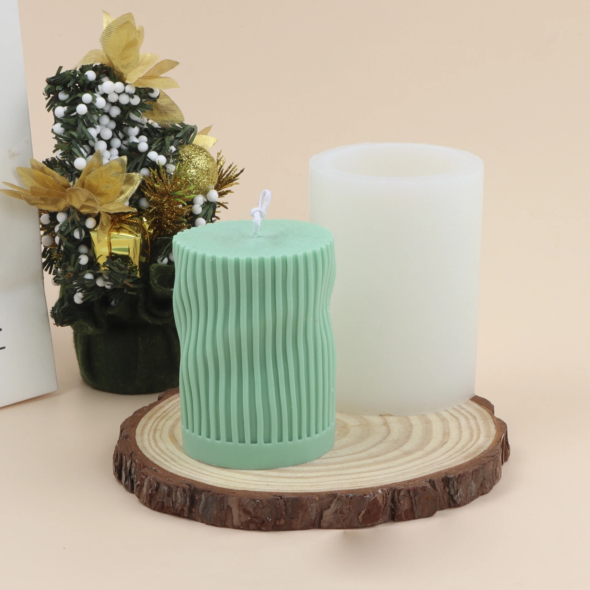 

DIY twisted cylindrical candle moulds making pillar cement plaster handmade soap aroma candle resin silicone molds, Random