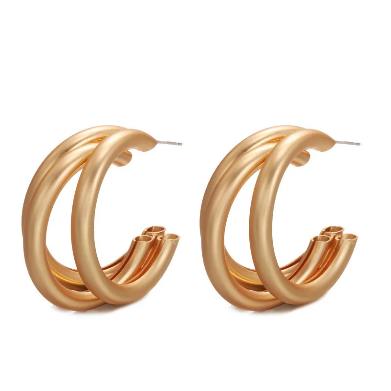 

Simple Personality Ins Matte Texture Multi-layer Matte Earrings S925 Silver Earrings Female