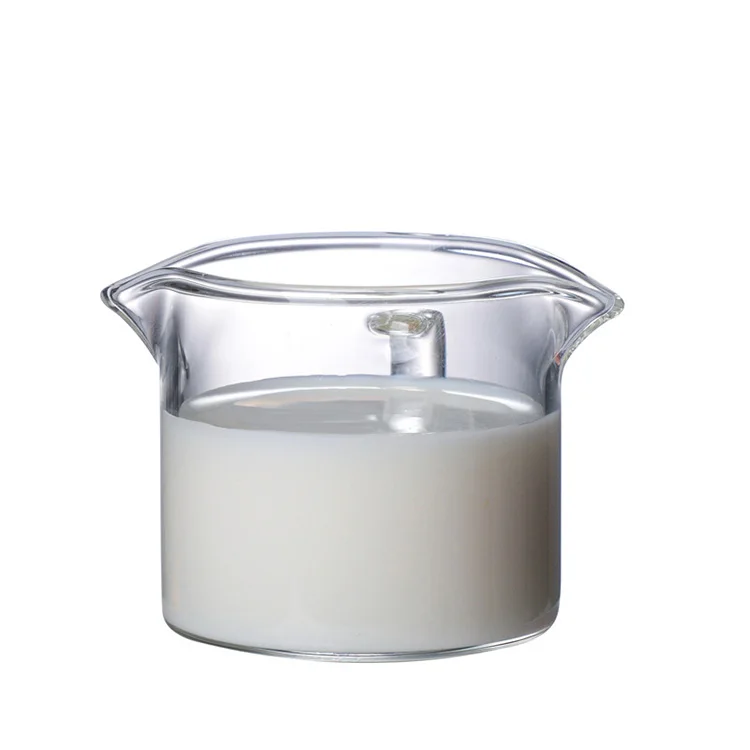 

Custom Double Mouth Milk Jugs Small Pyrex Glass Milk Cup Espresso Mug Borosilicate Glass Milk Sharing Cup Coffee Mugs, Clear