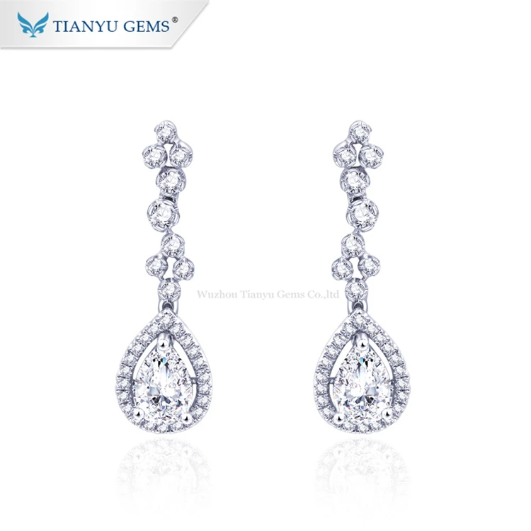 

Tianyu gems radiate a resplendent white gold moissanite synthesis diamonds Pendant Earrings for wedding