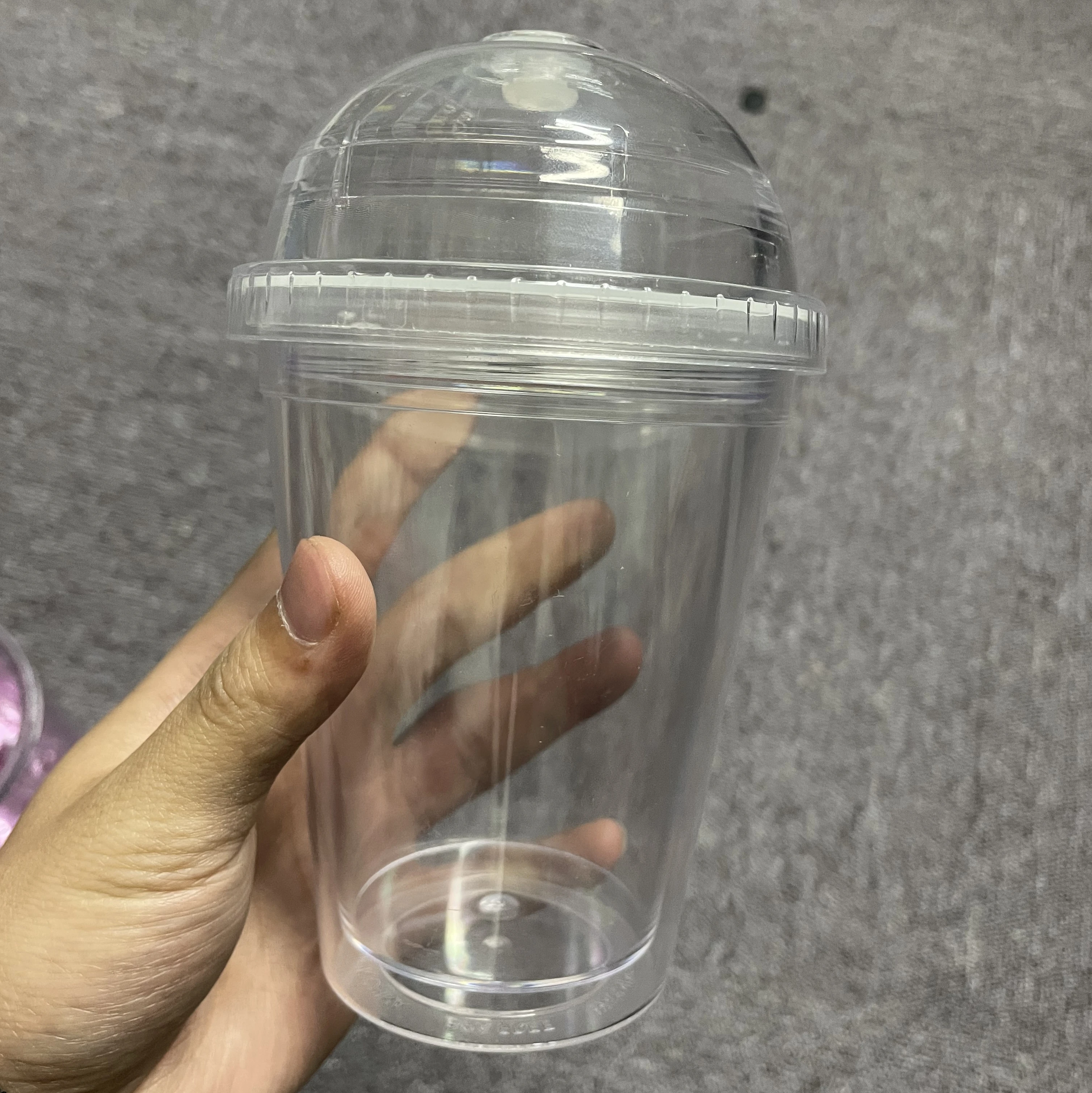 

Wholesale Clear Plastic Cup with Dome Lid 12oz 350ml Double Wall Plastics Acrylic Tumbler Cups Reusable