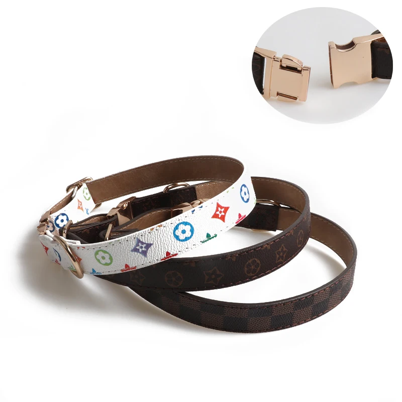 

Amigo popular designer wholesale waterproof durable metal buckle luxury pu leather pet dog collar leash, Show as picture or custom