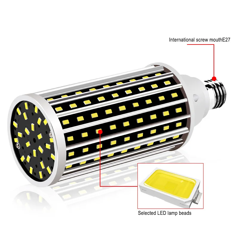 

E27 50W 2835 Fan Cooling LED Corn Light Bulb Without Lamp Cover for Indoor Home Decoration Droplight Street Spotlight