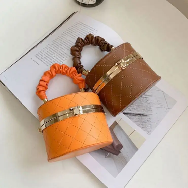 

New Trendy Solid Color Rhombus Plaid Chain Bags Shopping Bags Women Handbags Ladies Fashionable