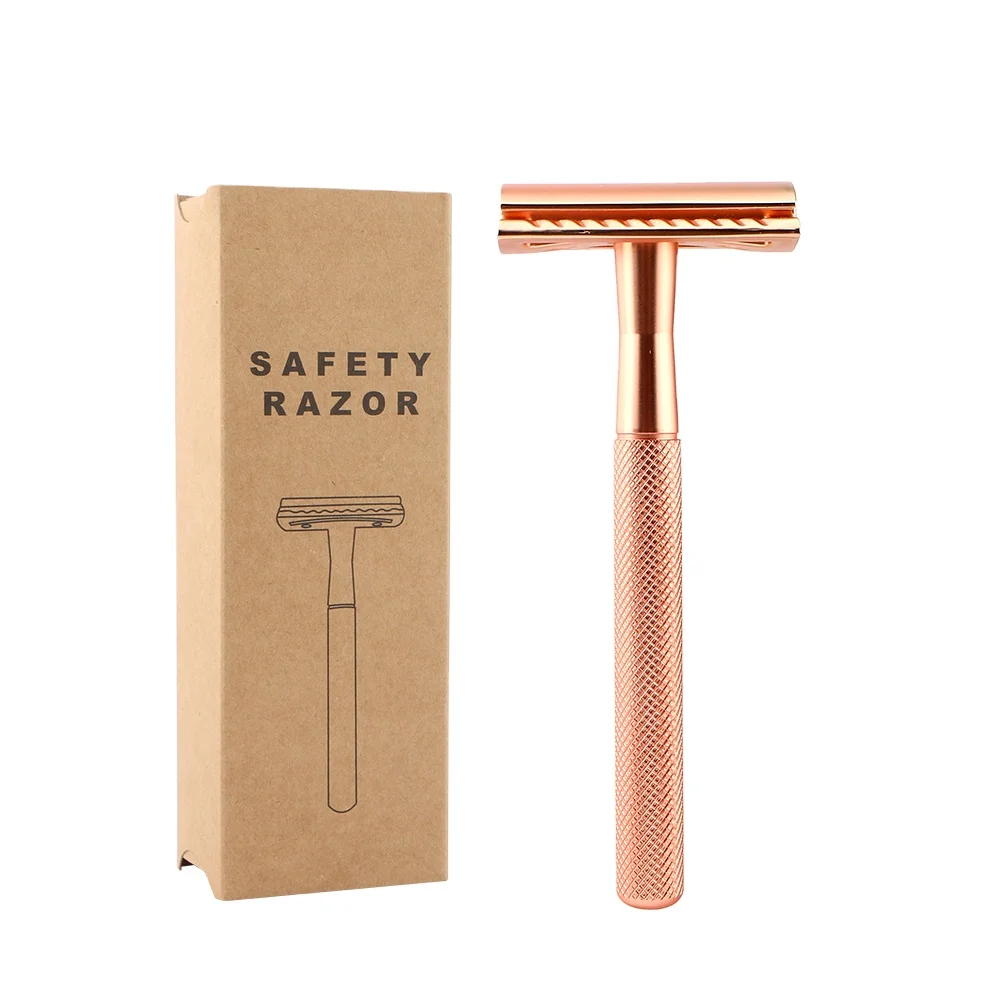 

Hot Sale Rose Gold Fashion Double Edge Lady Shaving Metal Handle Wet shaver Safety Razor