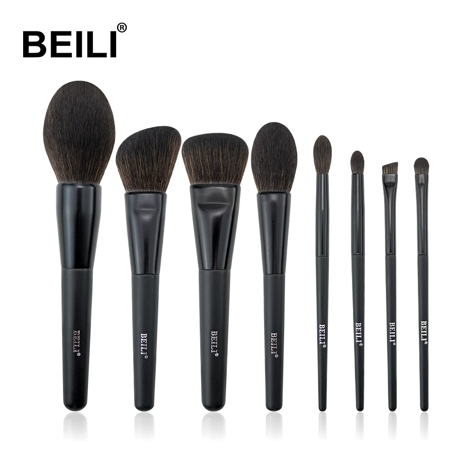 

BEILI Synthetic Hair makeup brush sets custom logo Private label for eyebrow foundation facial cosmetic beauty tool makeup brush, Black