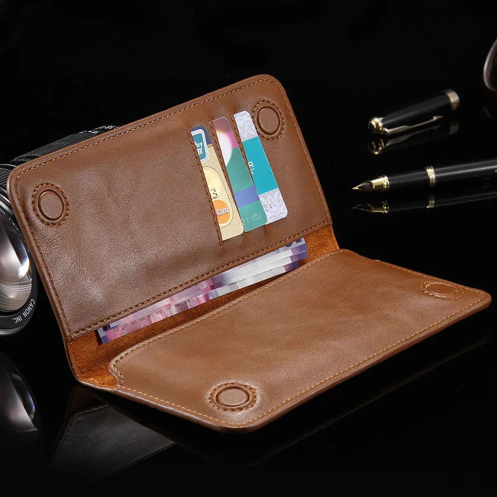

Free Shipping 1 Sample OK FLOVEME Card Slot Flip Wallet Mobile Phone Bag Magnetic Lock Genuine Leather 5.5 Inch Cell Phone Case