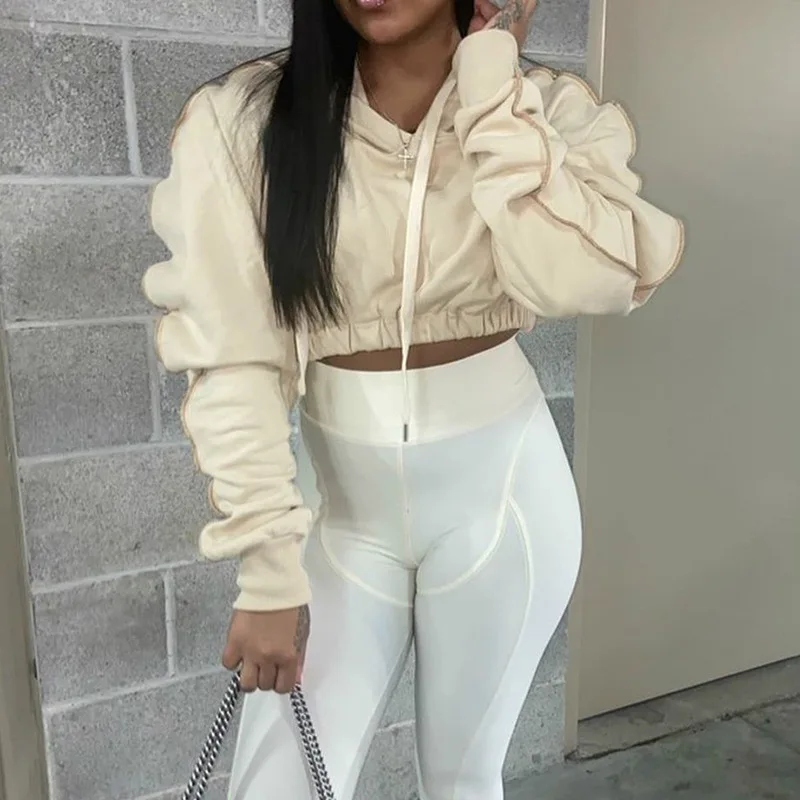 

M20620 New arrivals 2020 wholesale winter clothes drawstring crop top sweatshirts fashion womens hoodies