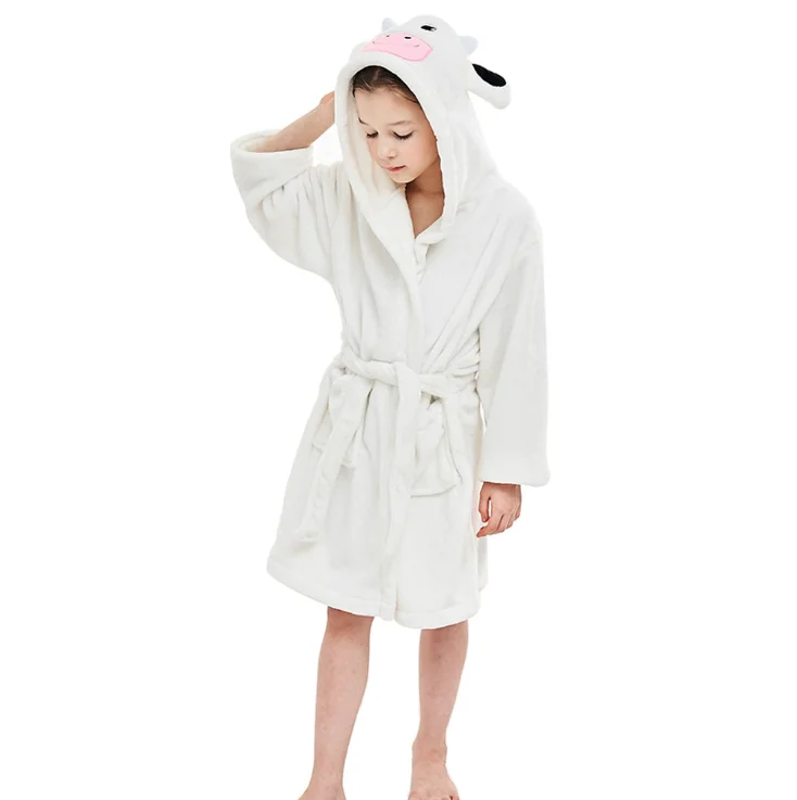 

New arrivals winter thick warm coral fleece children hooded bathrobes