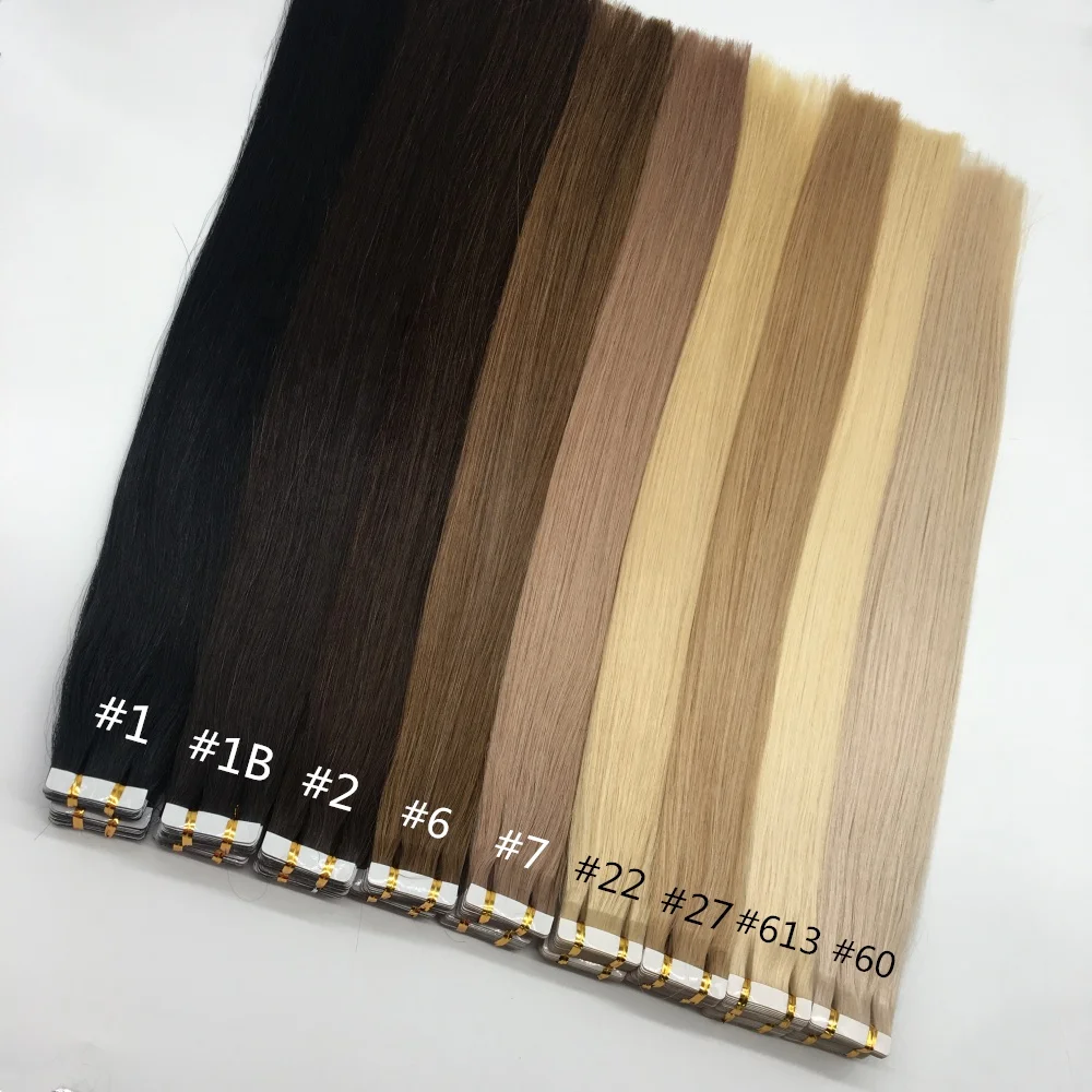 

Brazilian double sided skin weft remy PU tape in hair extension human hair, Brown, and accept customer color chart