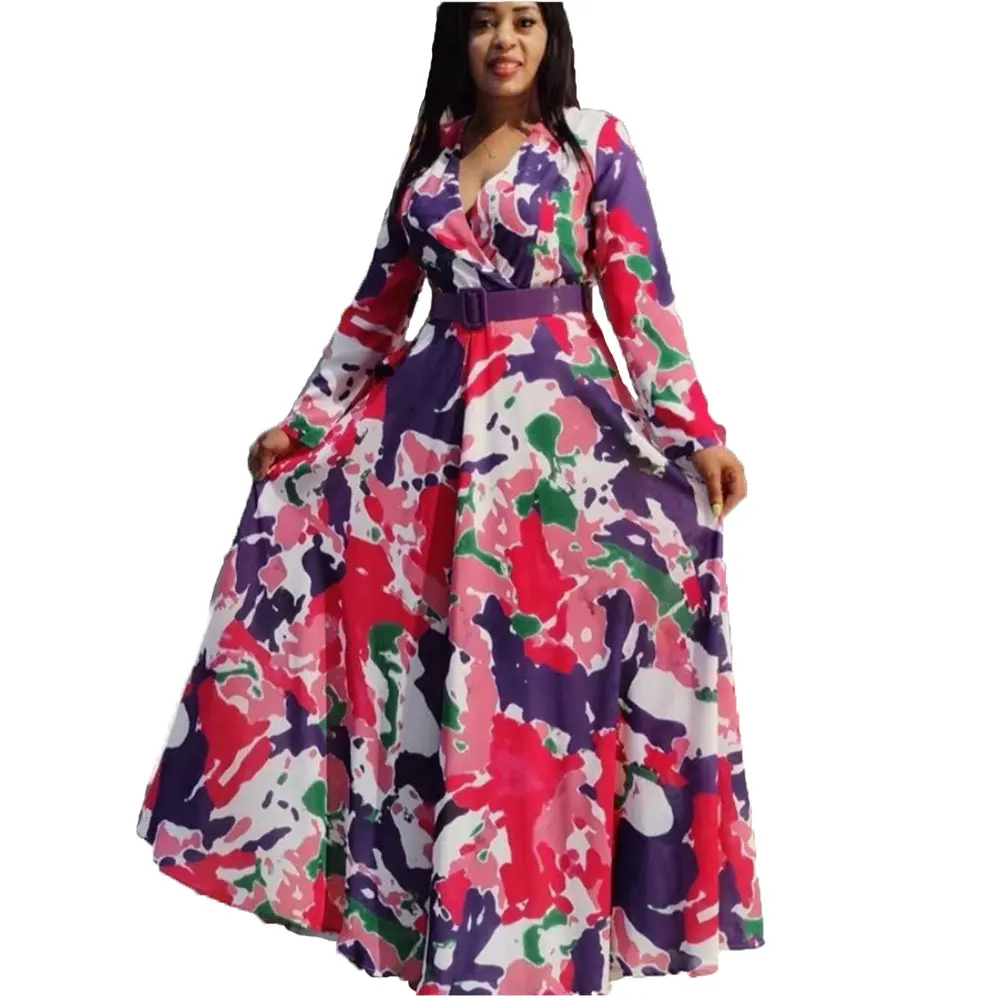 

21230-MX56 2021 spring holidays maxi plus size dresses women lady elegant sehe fashion