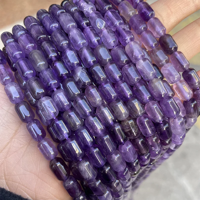 

21 Colors Crystals 6*9mm Natural Stone Amethyst Tube Shape Charm Beads Strands for DIY Necklace Jewelry Making Accessory