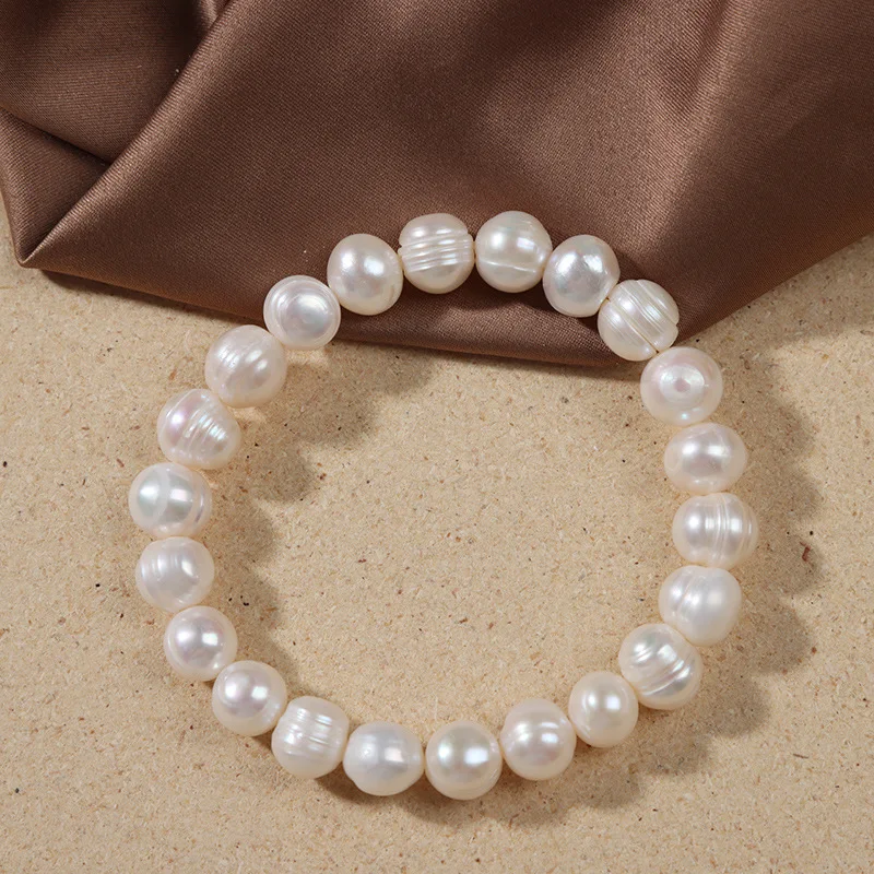 

JC crystal 8mm 9mm natural fresh water pearl beads bracelet white and pink pearls women bracelet