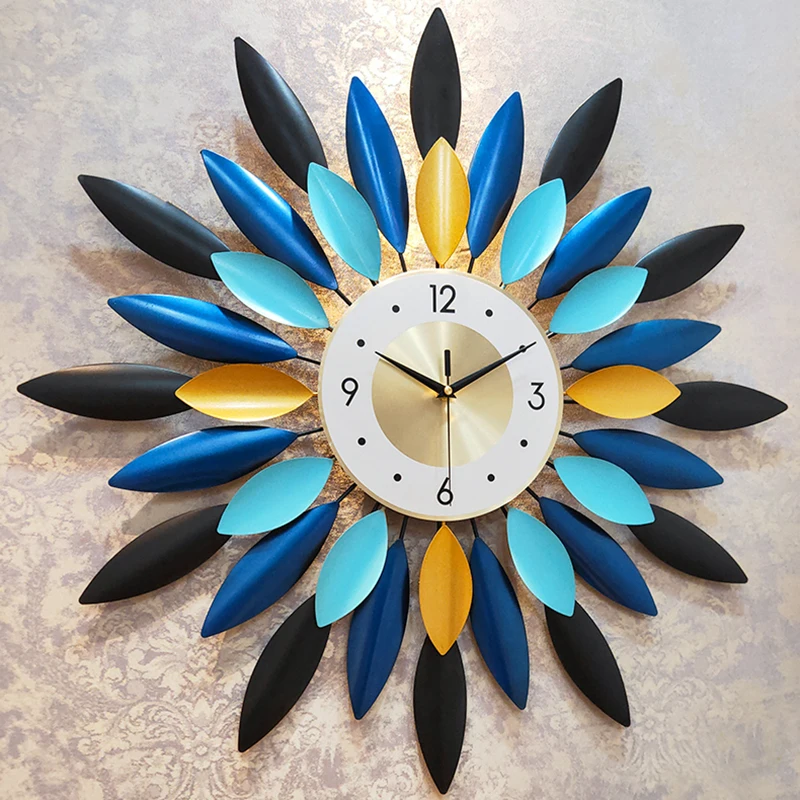 

JJT Colorful Modern Wall Clock Home Decoration Luxury Metal Wall Clocks For Sale, As photo