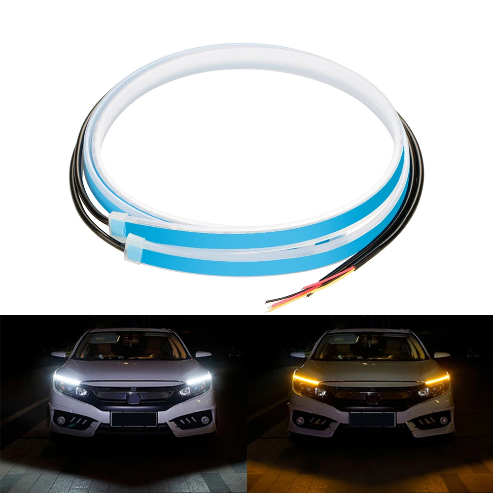 

KEEN Drop Shipping 12V 2pcs Car led Strip Light 60cm Dual Color Flexible Drl Daytime Running Lamp Turning Headlight Bar