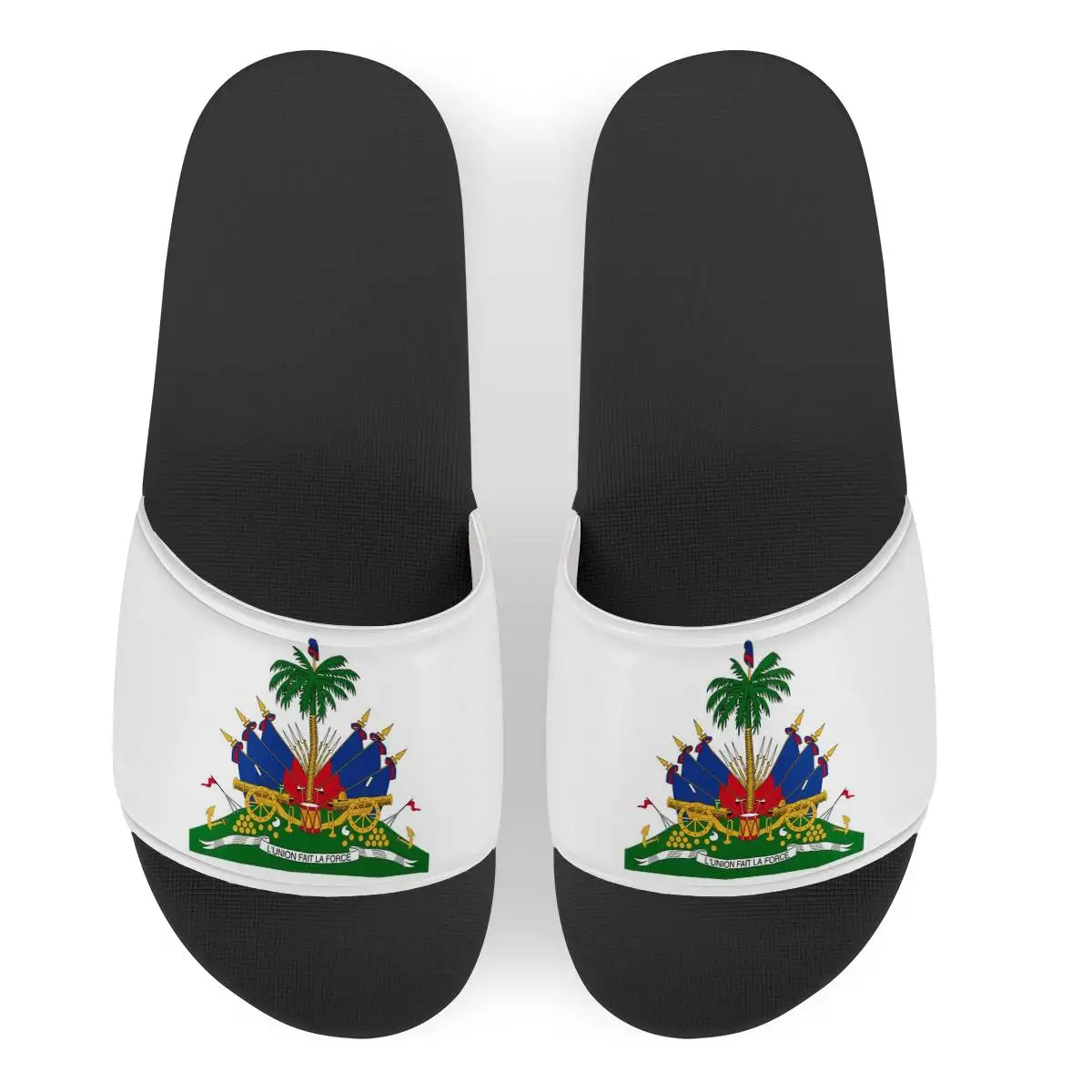 

Wholesale Haitian Flag Print Beach Sandals For Men Women Haiti Flag Slides Sandals High Quality Soft Bottom Slippers With Haiti, Like picture shows,support custom