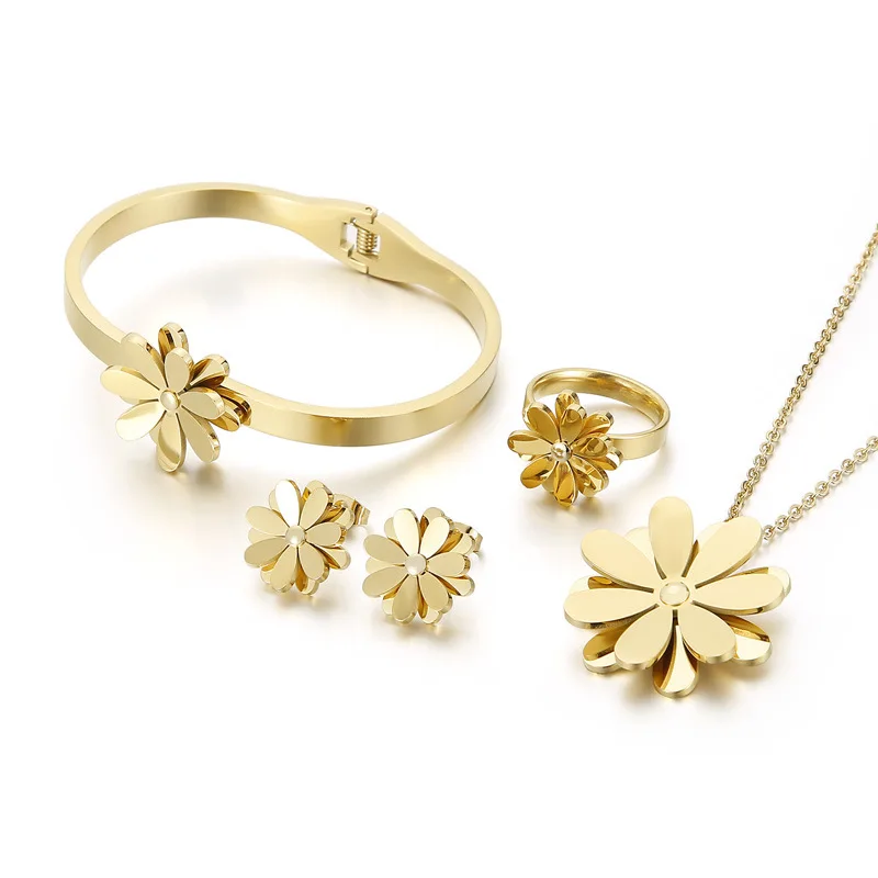 

Energinox Exquisite Elegant Flower Girls Jewelry Daisy Necklace Earrings Ring