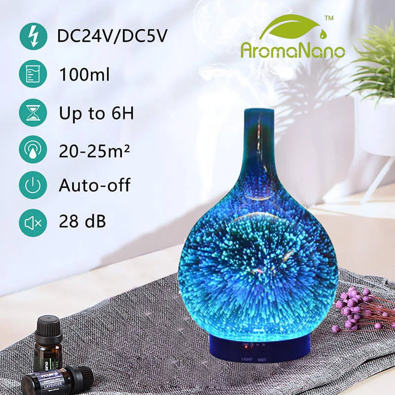 Night Light 3d Glass Diffuser Essential Diffuser 100ml 3d Effect Glass ...