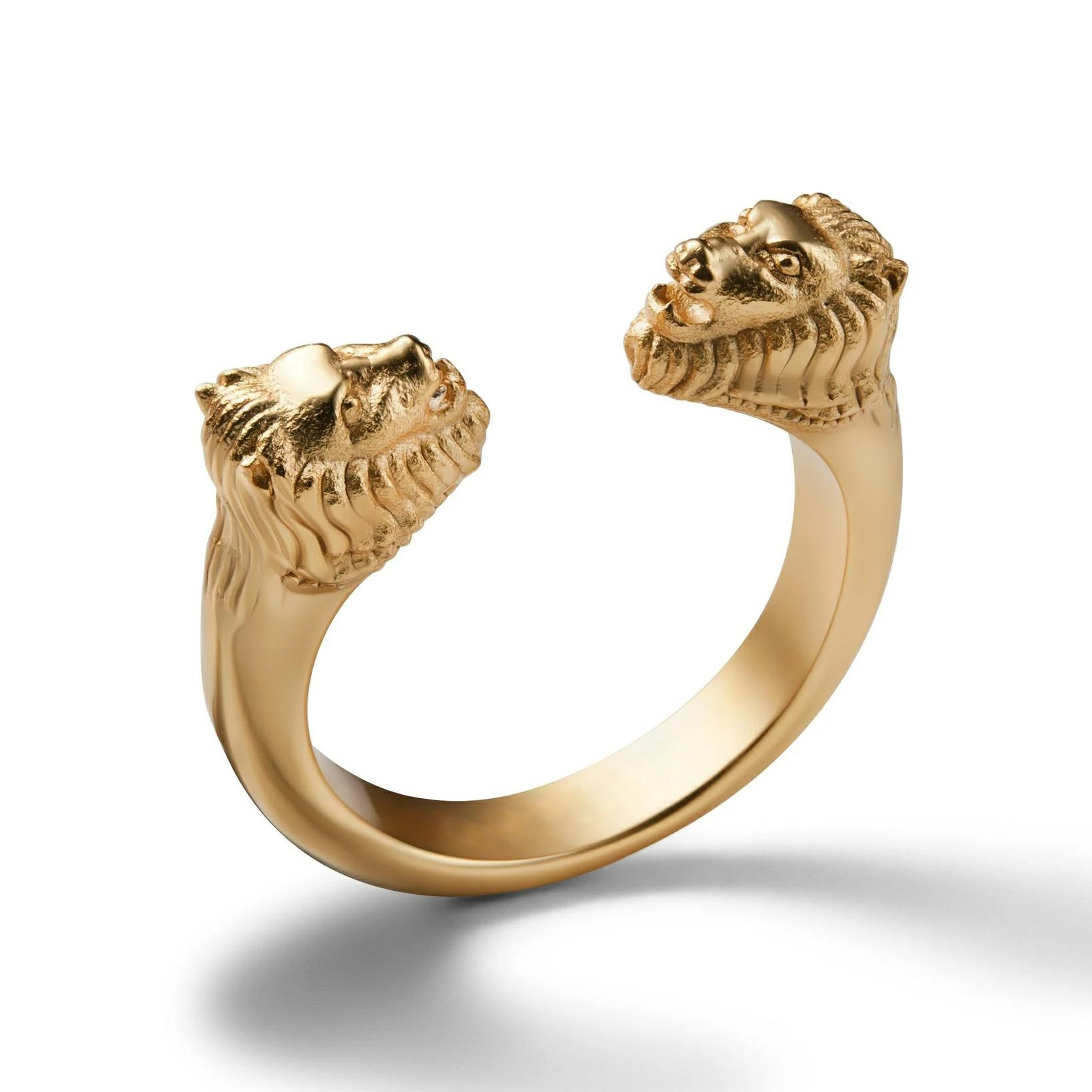 

New Designer Jewelry Mens Gold Plated Open Design Unique Lion Head Stainless Steel Ring, Picture shows