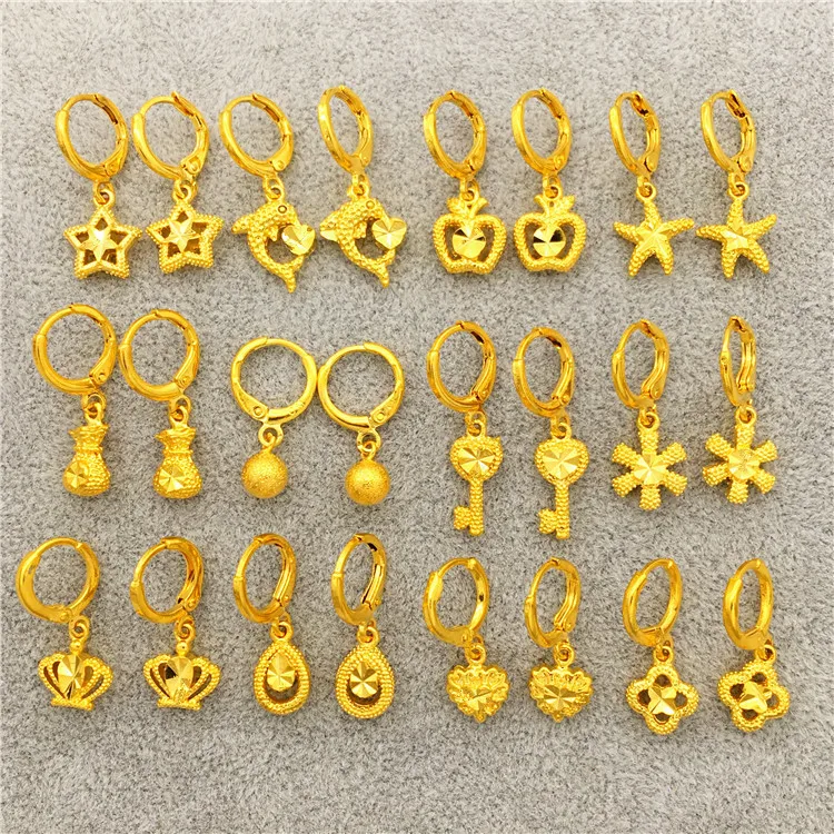 

Korean Version Of European Coin Gold Earrings Goldplated Earrings Vietnamese Sand Gold Short Earrings Women